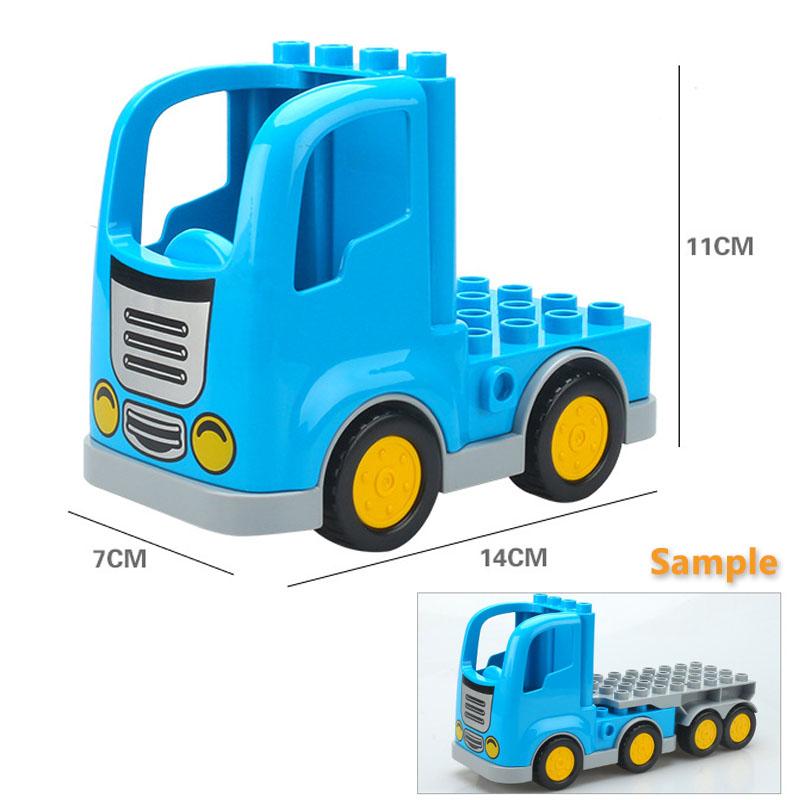 Trailer Car Motorcycle Boat Big Building Blocks Collocation Vehicle Accessory Kid DIY Toys Compatible With Duploed Set Gift