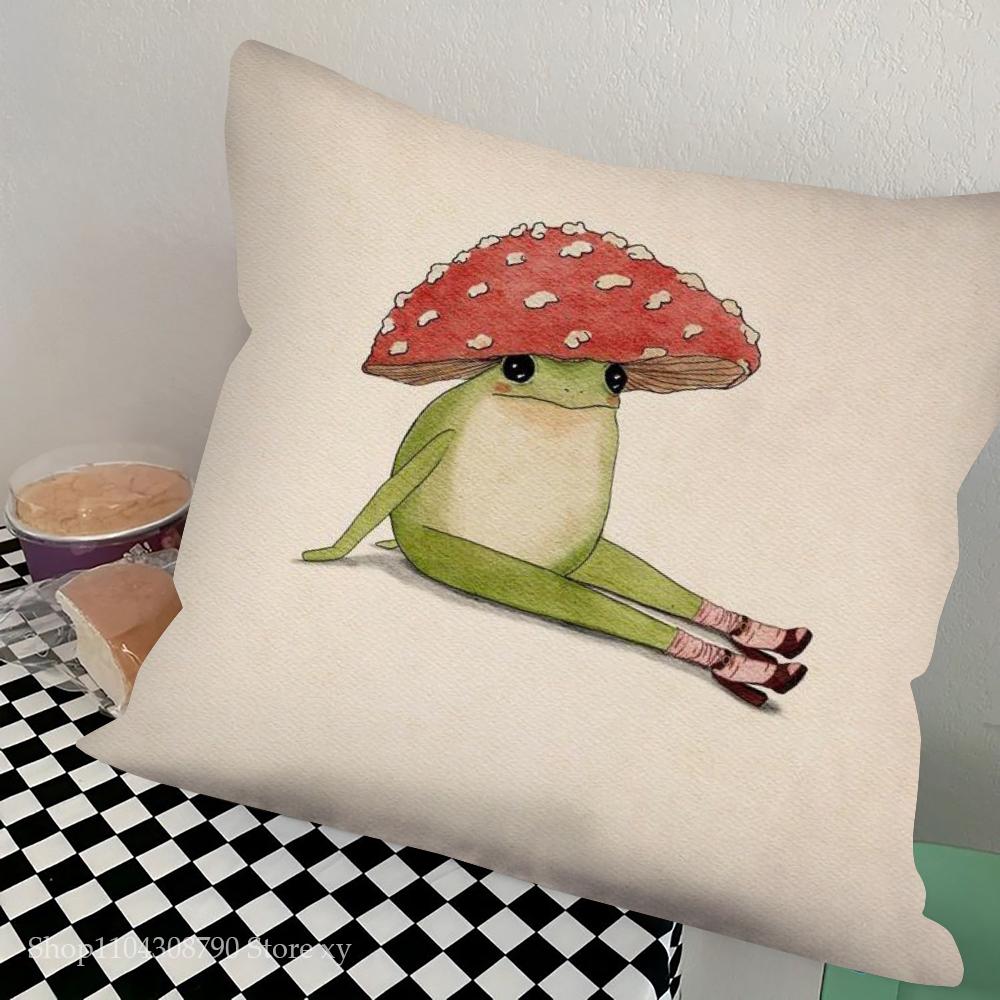 1 Stück Lustige Pflanzen Pilze Retro Kissenbezug Quadrat Schlafzimmer Sofa Freizeit Komfort Kissen Auto Wohnzimmer Heimdekoration