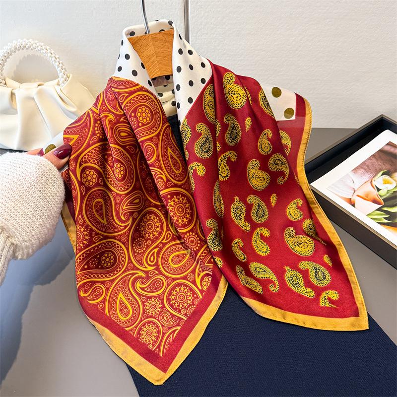 New Paisley Cashew Print 70*70cm Square Scarf Women Neck Tie Soft Satin Neckerchief Female Foulard Headband Hijab Decorate Hand