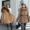 Winter, Casual Medium and Long Korean Version of Women's Warm Loose Large Fur Collar Cotton-padded Jacket