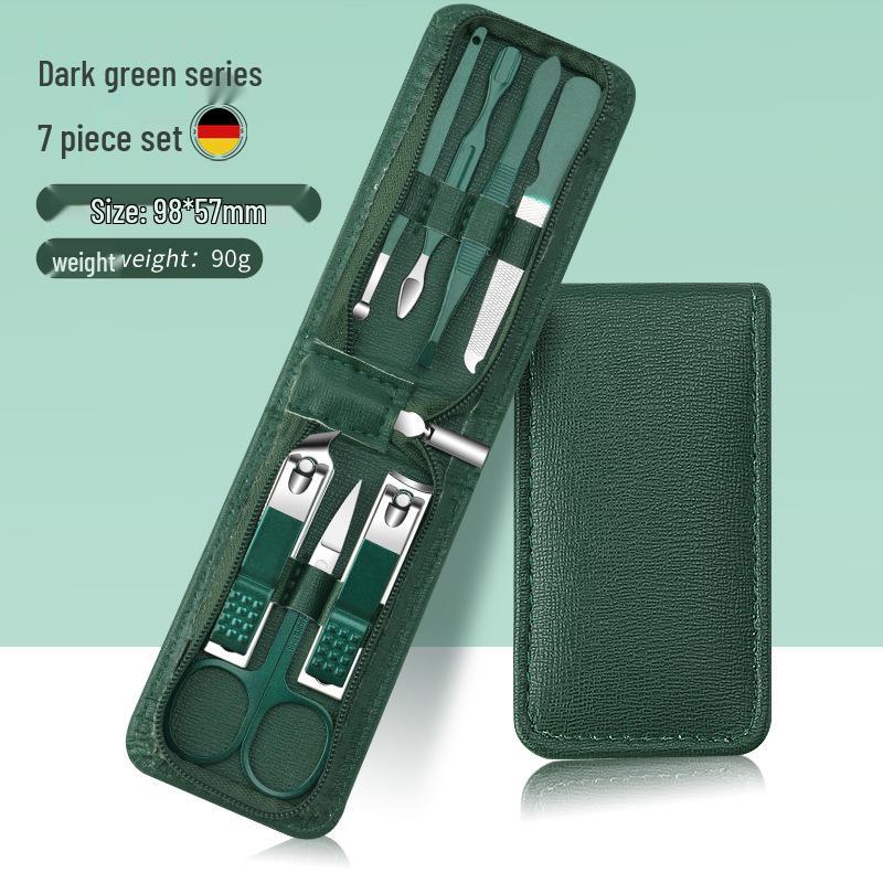 Dark Green 35-Piece Nail Clipper & Manicure Set with Zip Bag