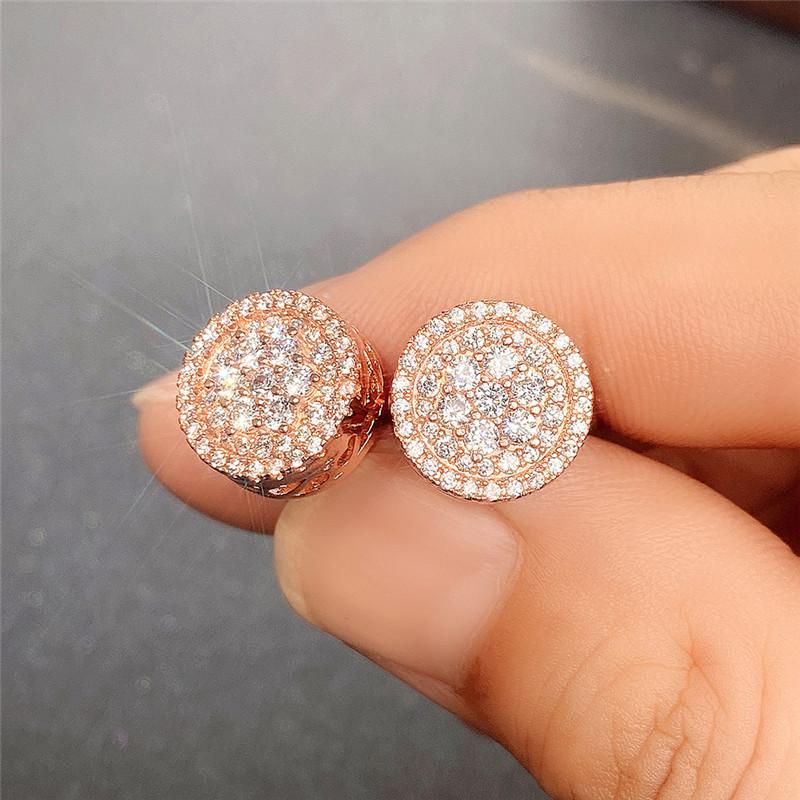 Luxury CZ Stud Earrings for Women Piercing Round/Flower Shaped Ear Earrings Bridal Wedding Accessories Fashion Jewelry