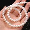 1String, White Natural Freshwater Pearls, 9-10mm Near Round Pearl Beads for Jewelry Making DIY Crafts, Birthday Wedding Gifts, 36cm