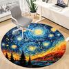 1 Stück Sternennacht Landschaft Büro Runder Teppich, Matte Geeignet Für Büro, Unter Bürostühlen Schlafzimmer Wohnzimmer Heimdekoration, Raum Deko