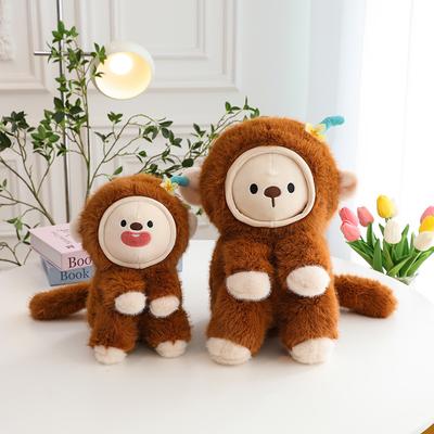 Niedliche Affenpuppe mit wechselndem Gesicht, lustiges Puppenkissen, Plüschtier, Geburtstagsgeschenk für Kinder und Mädchen