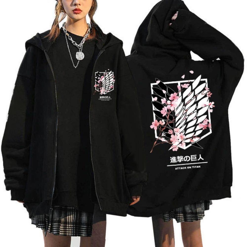 Anime Attack on Titan Poslední sezóna Mikina s kapucí na zip Shingeki No Kyojin Y2k Bundy na zip Mikiny Eren Yeager Manga Streetwear