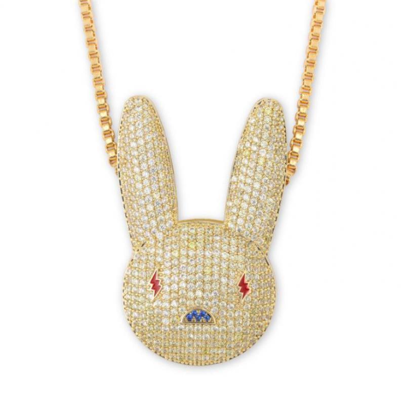 Full Zircon Rabbit Necklace European and American Hip-hop Pendant