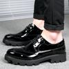 38-44 Men's Plus Size Fashionable Thick Soled Glossy Casual Leather Shoes Business Leather Shoes Block Shoes
