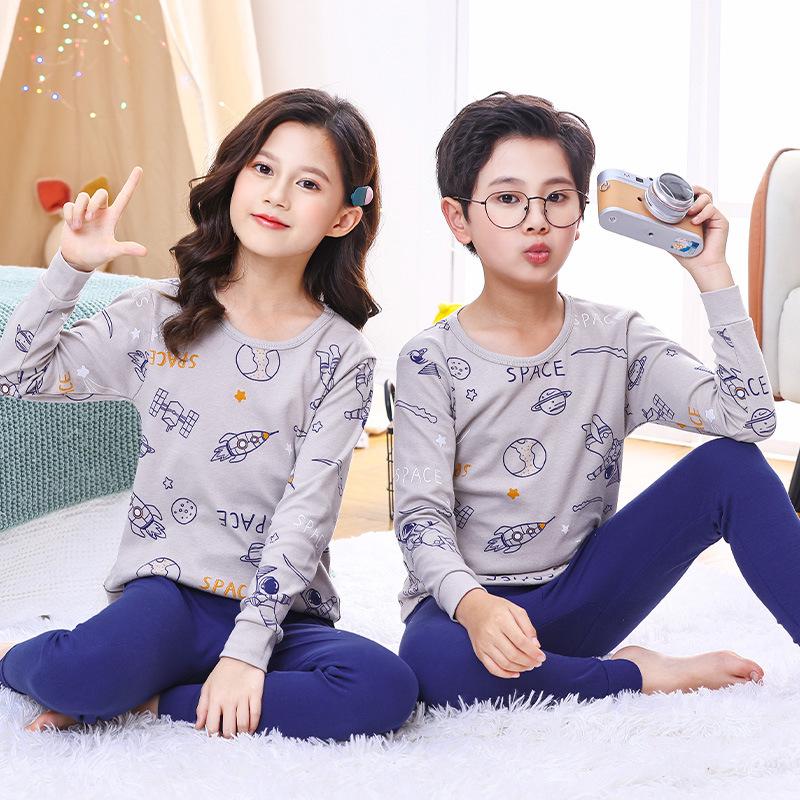 Children's Cartoon Cotton Sweater & Pants Set: Autumn/Winter Pajamas or Homewear