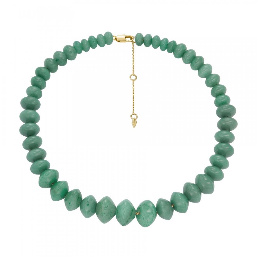 

Fossil Women s All Stacked Up Green Aventurine Beaded Necklace