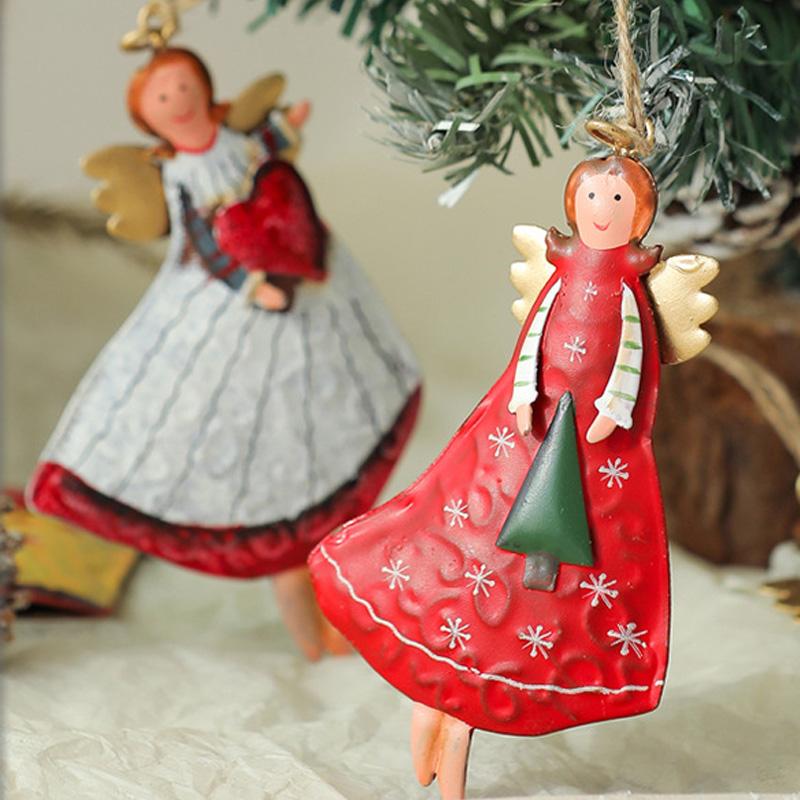 1PC Santa Claus Bell Decoration Xmas Tree Ornaments Vintage Iron Pendant Creative Elk Snowman Hanging Ornament Christmas Bells