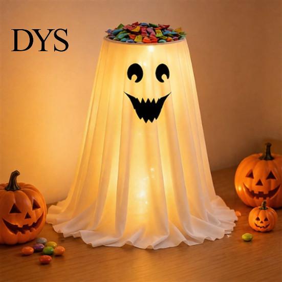 Scary Ghost Figurine for Party Halloween Candy Bowl Stand with Remote Control, Large LED Lighted Cute Holder Front Door Porch Outdoor Indoor