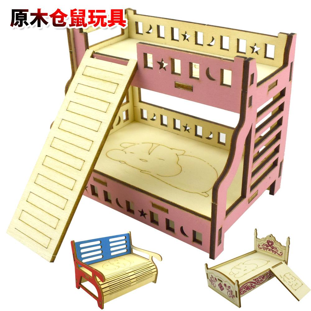 Klettergerüst für Hamster aus massivem Holz, Autohaus mit Treppe und Plattform, Nestzaun für alle Jahreszeiten.