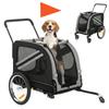 2-In-1 Pet Bike Trailer Dog Stroller Pushchair with Universal Wheel Reflector Flag Grey