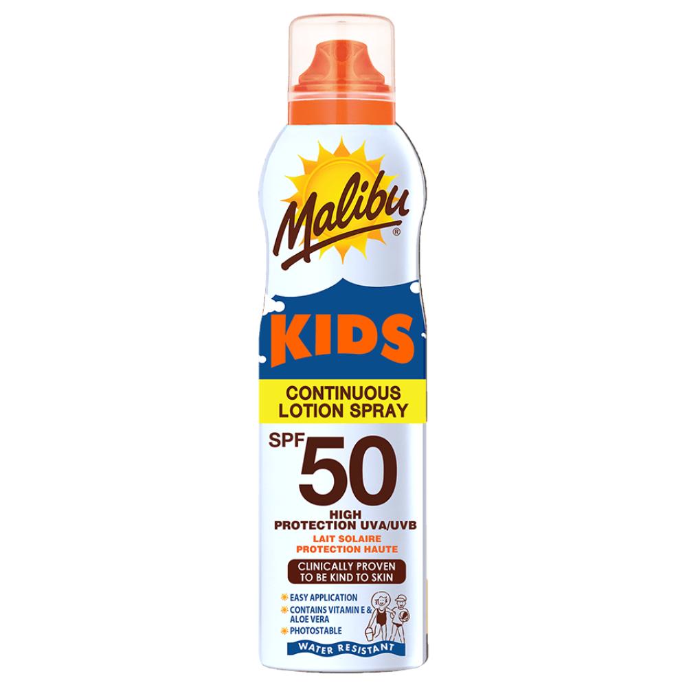 Malibu Mleczko in Aerosol for children SPF50 175ml + Aloe Gel after tanning 200ml