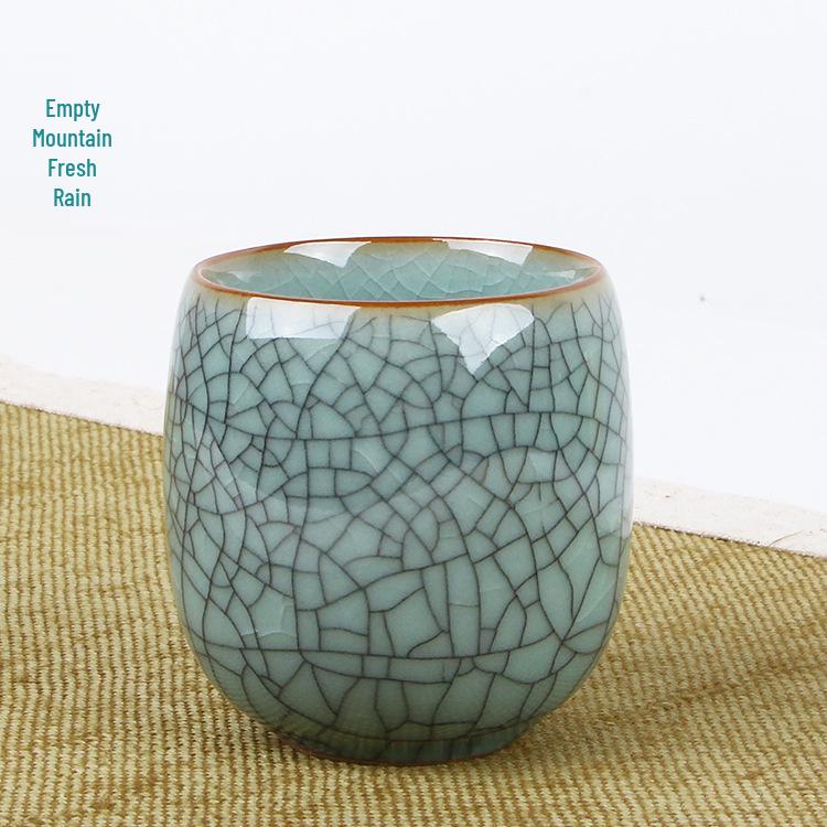 Hand-Painted Longquan Celadon Ice Crack Tea Cup Set – Six Ceramic Cups with Gift Box 101-200ml