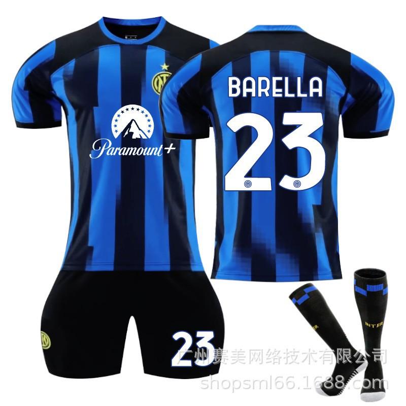 2324 Inter Mailand Heim Nr.. 90 Lukaku 10 Lautaro 23 Barrera Fußballtrikot Set