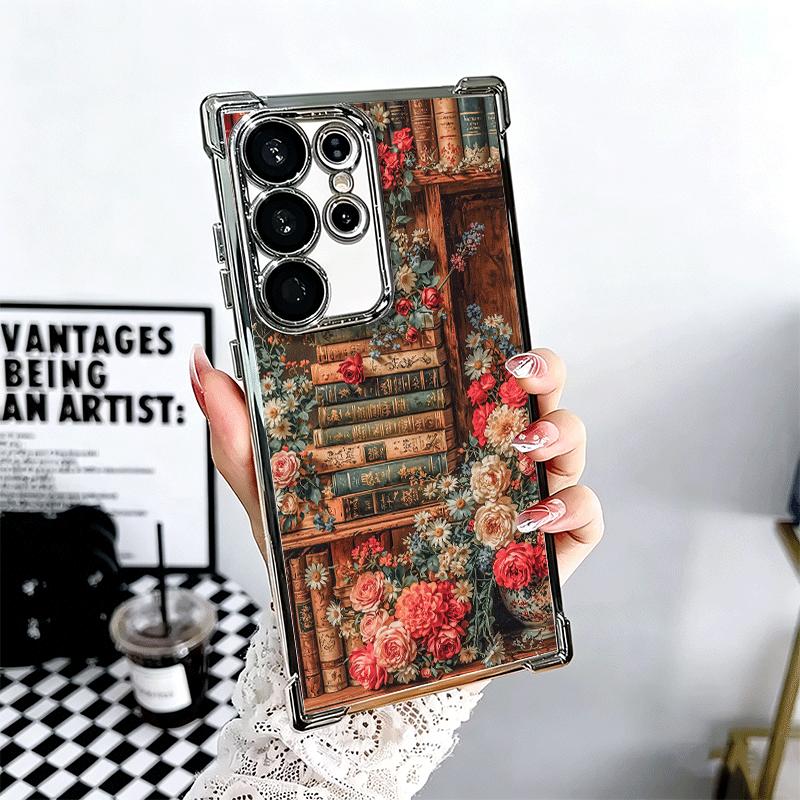 

Read Books illustration Bookshelf Soft Phone Case For Samsung Galaxy S26 Ultra S25 Edge S24 FE S23 Plus S22 S21 + S20 Plating An Samsung S24 Plus