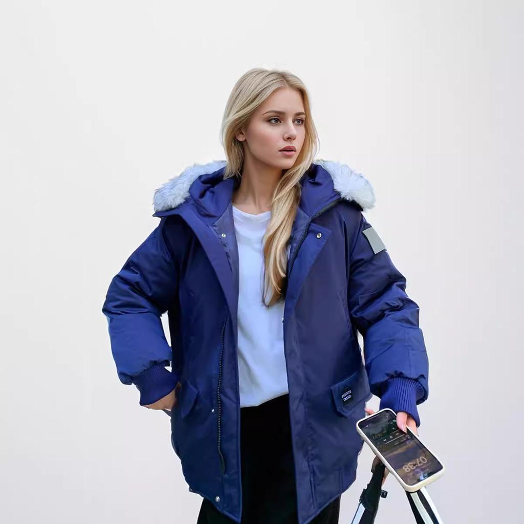 GMXIA Dámské vintage ležérní jednobarevný potisk podzim zima bundy a kabáty s dlouhým rukávem a kapucí