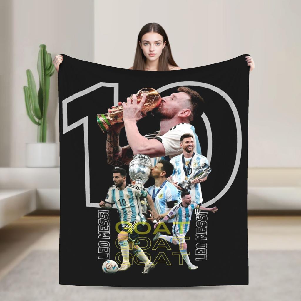 Argentina Number 10 Football Soccer Flannel Blanket Messied Awesome Throw Blanket for Home Hotel Sofa 150*125cm Bedspread