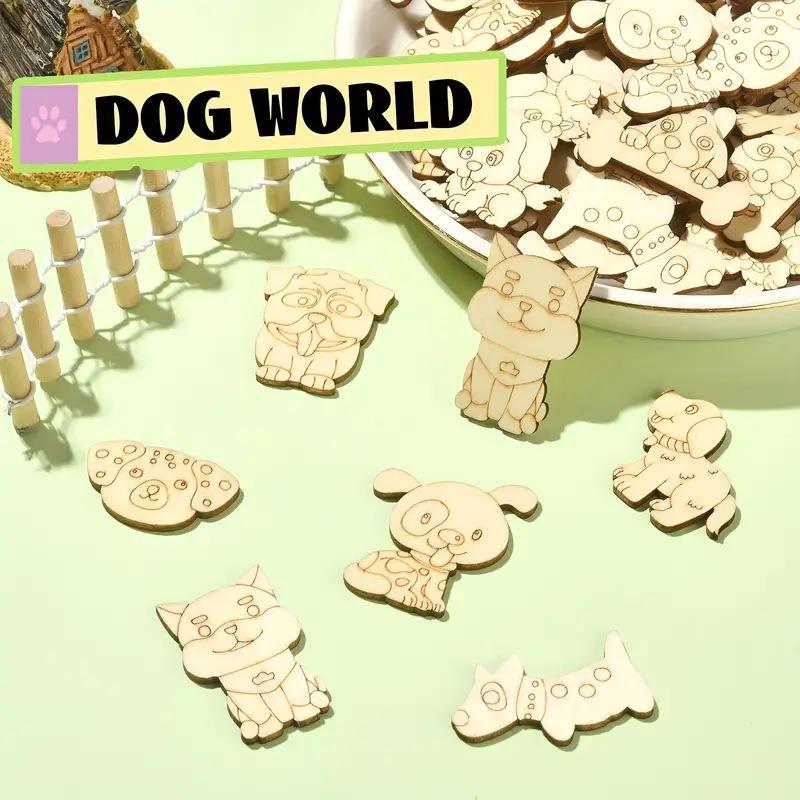50PCS Natural Wood Chip Mix Animal Wood Slices For Home Decoration Children Drawing  DIY Handmade Creative Crafts Wooden Chips