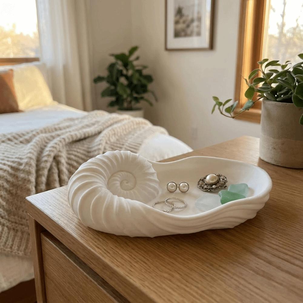 Conch-Shaped Jewelry Storage Tray 3D Printed Key Holder Nautilus Shell Tray  Bathroom