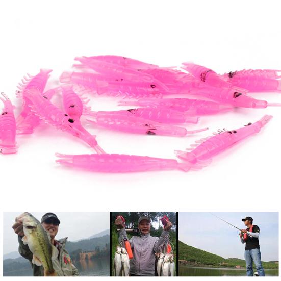 20Pcs 4cm Luminous Silicone Artificial Shrimp Fishing Lure Soft Bait Tackle Tool