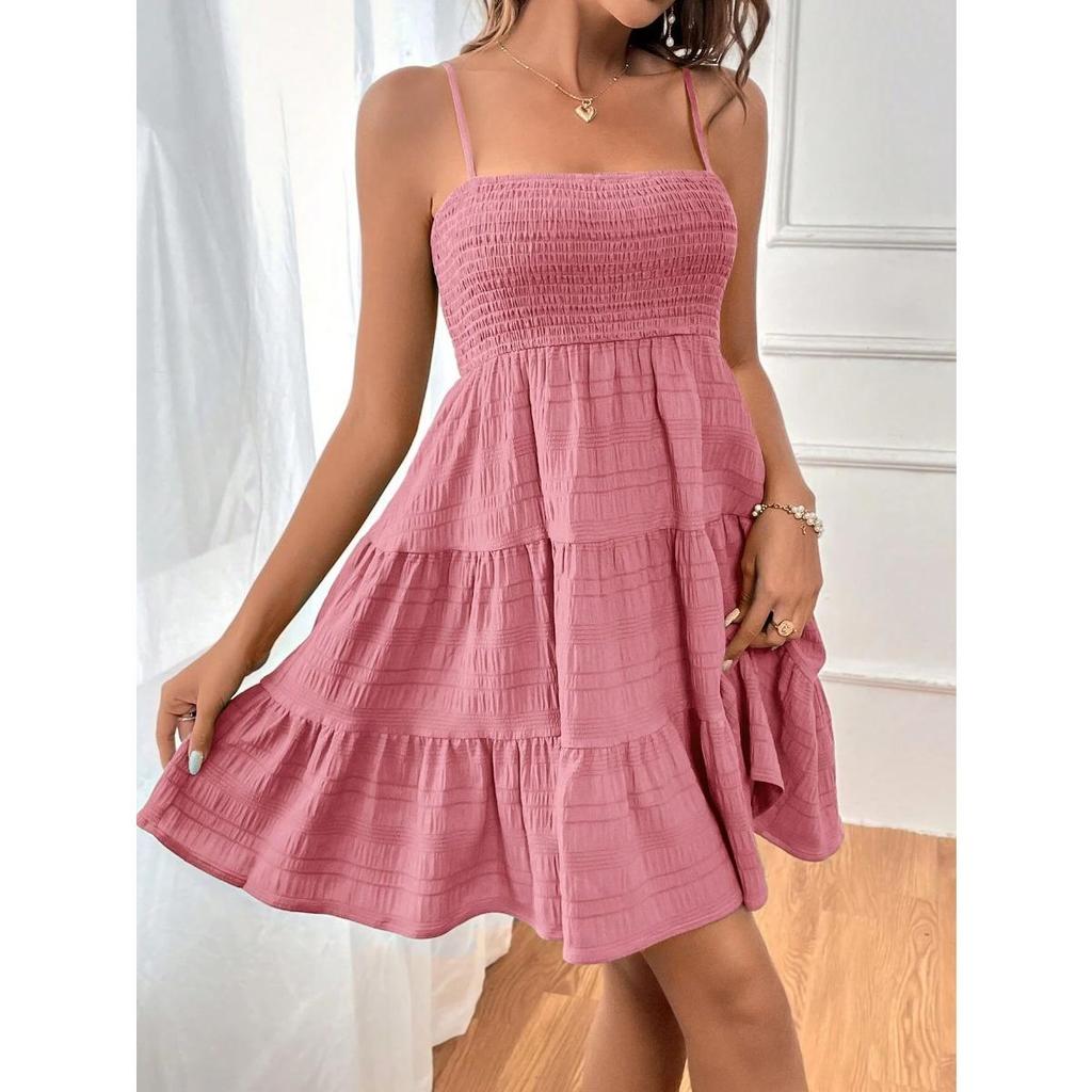 Women's Clothing, Summer New Styles, One Cut Collar, Slim Camisole, Solid Color, Versatile, Dress