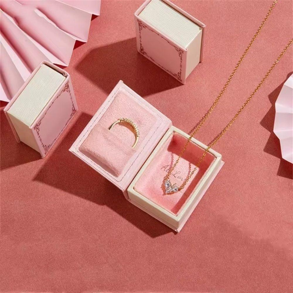 Creative Book Shape Jewelry Storage Box Mini Flip Cover Ring Box Vintage Gift Packaging Box for Valentine's