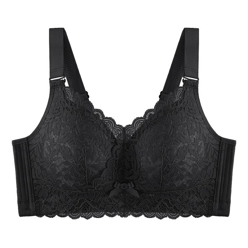 

Женский тонкий бюстгальтер без стального кольца с полной чашкой пуш-ап, антипровисающее нижнее белье 95F чёрный
