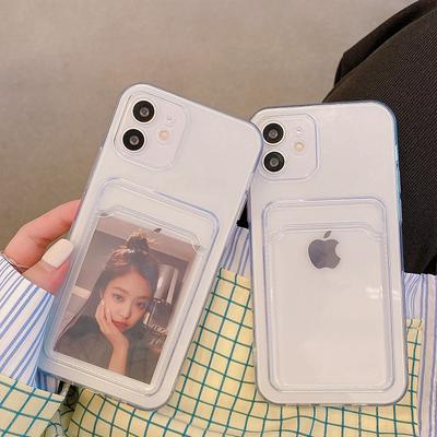HD Transparent Phone Case For iPhone 15 14 13 11 12 Wallet Card Holder  Thin Soft TPU Back Cover