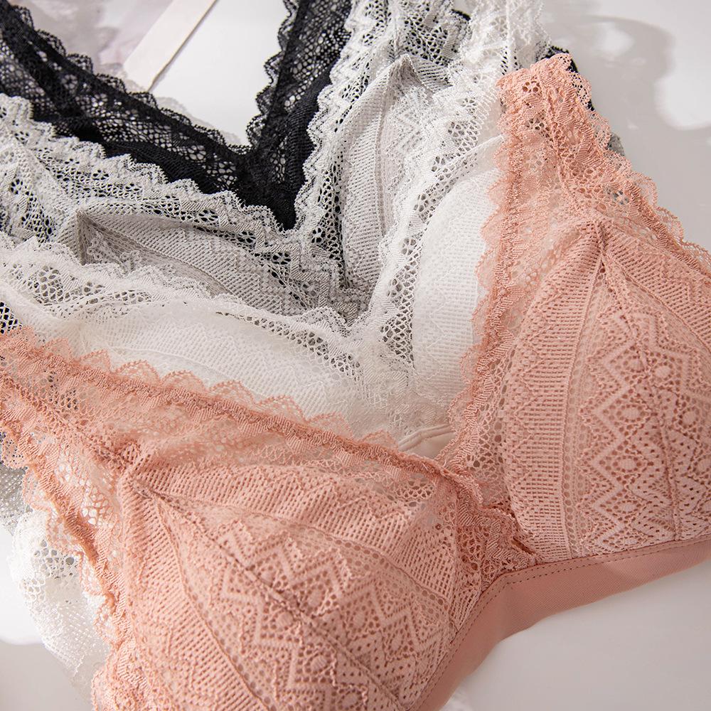 Eleganter Dreiecks-BH aus Maulbeerseide mit Spitze - Bequem, verstellbar, Lingerie im französischen Stil für Damen