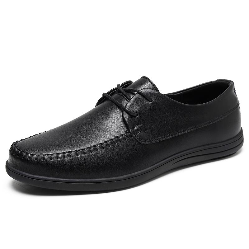 Leather Handmade Lace-Up Male Shoes Vintage All-match Business Shoes Mens Slip On Leisure Walk Shoes Classic Flats Driving Shoes