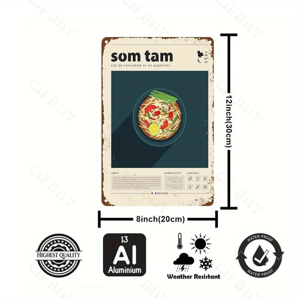 

1 шт. Знак в деревенском стиле с лапшой Сом Там Тай, настенное искусство из алюминия. Винтажная табличка, подходит для дома, гаража. Идеально подходит для Хэллоуина и Рождества. 20x30cm белый