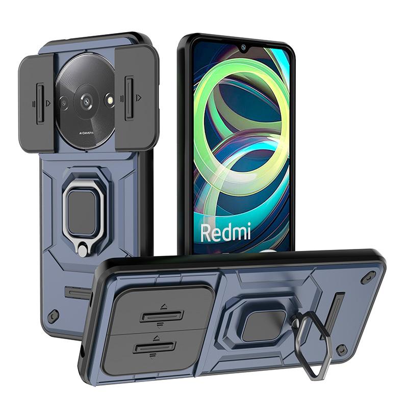 Für Redmi A3 2024 Hülle Schiebekamera Armor Schutzhülle für Xiaomi Redmi A3 4G RedmiA3 A 3 Magnetischer Halter Ring Rückseite