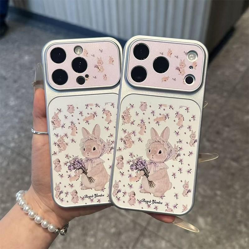 Gentle Violet Rabbit is suitable for Apple promax mobile phone case/plain leather advanced anti-drop.