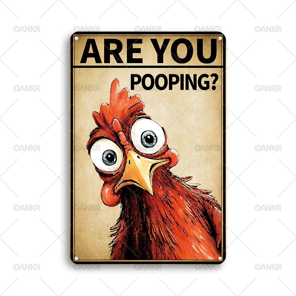 Funny Wall Art Are You Pooping Metal Tin Sign Vintage Bathroom Decor Poster Retro Gothic Home Decor for Apartment or House