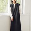 Autumn and Winter Woolen Coat for Women V-neck Solid Color Sleeveless Vest Dress Exterior Style