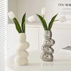 Luxury Pebble Vase Decor Minimalist Flower Pot for Living Room TV Cabinet Desktop Ornament