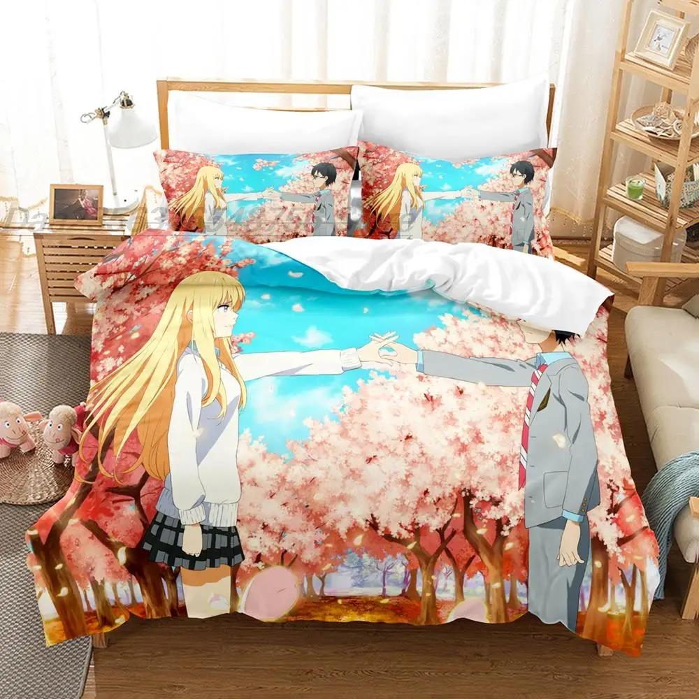 Your Lie In April Bettwäscheset Einzelbett Twin Full Queen King Size Bettset Teenager Schlafzimmer Bettbezugsets 3D roupa de cama ca