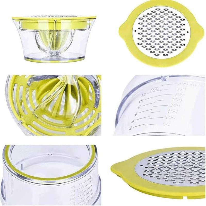 4-in-1 Citrus Lemon Orange Juicer Manual Hand Squeezer with Built-in Measuring Cup and Grater