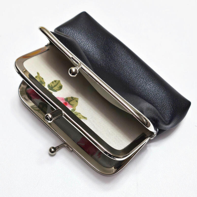 Skórzana dwuwarstwowa portmonetka na monety gamaguchi z zamknięciem na jeden dotyk