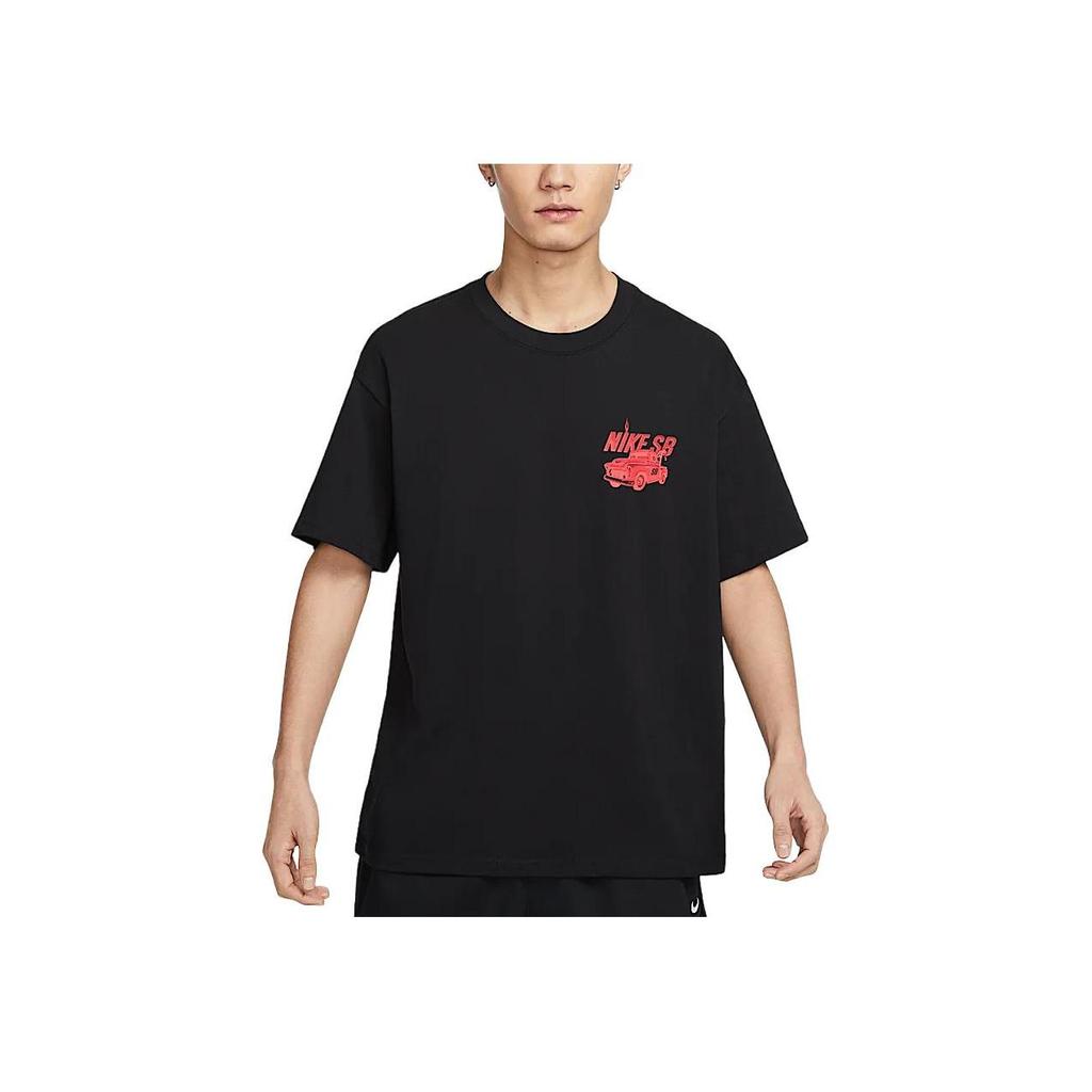 Nike SB Logo Loose Fit Skateboard T-Shirt Men Tops Black HJ0821-010