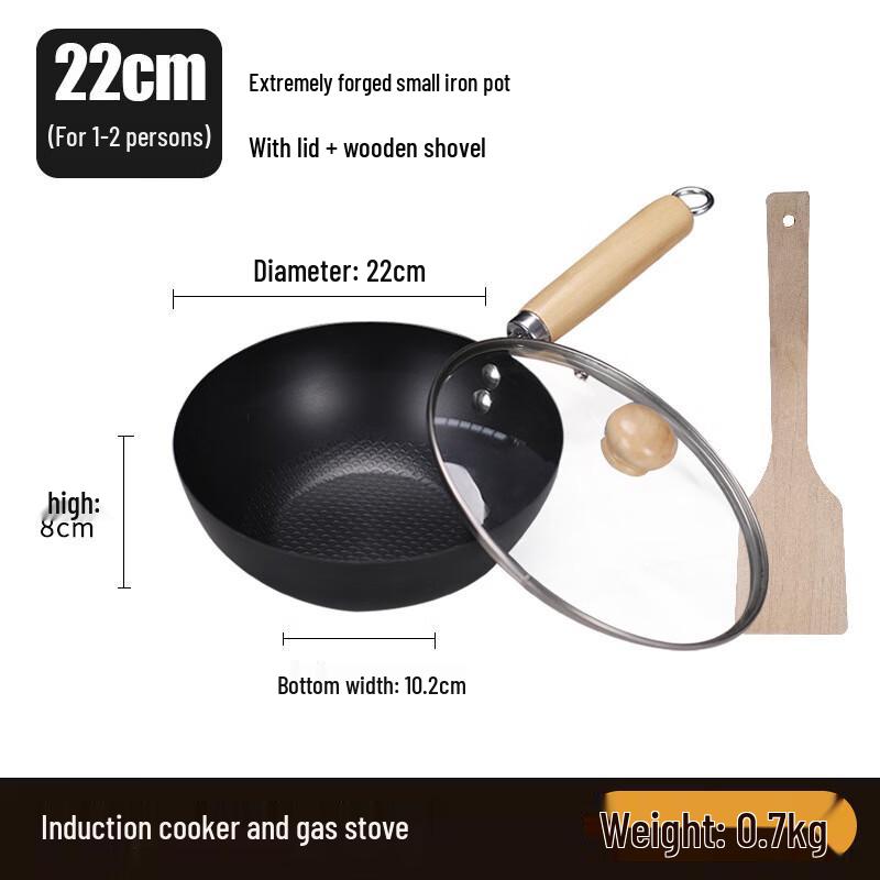 Hakka Flavor Pre-Seasoned Flat-Bottom Mini Cast Iron Frying Pan