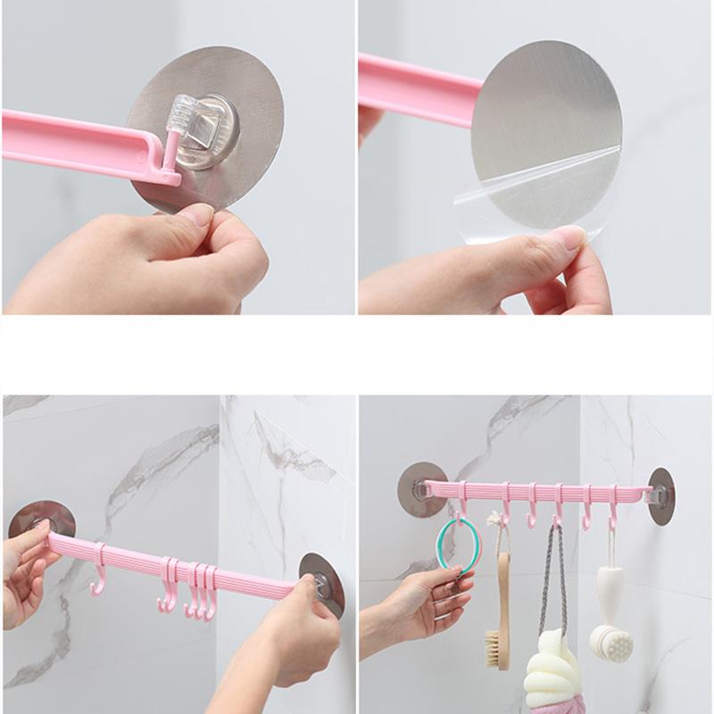 Organizer Haak Plastic Badkamer Zuignap Vacuüm Frame Handdoek Dubbel Verstelbaar Muur Gereedschap Planken Flexibel Kast Houder Hanger