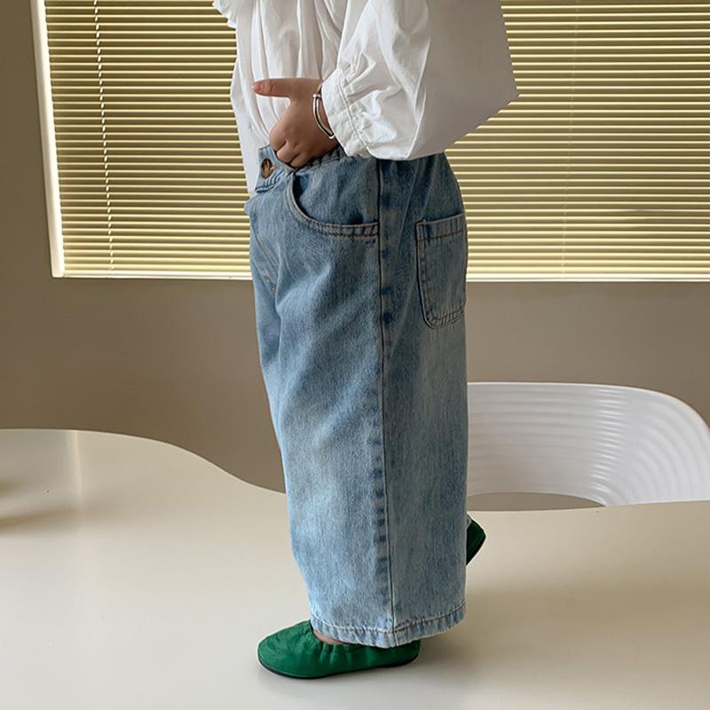 Girls Loose Straight Jeans Skin Friendly And Breathable Casual Pants