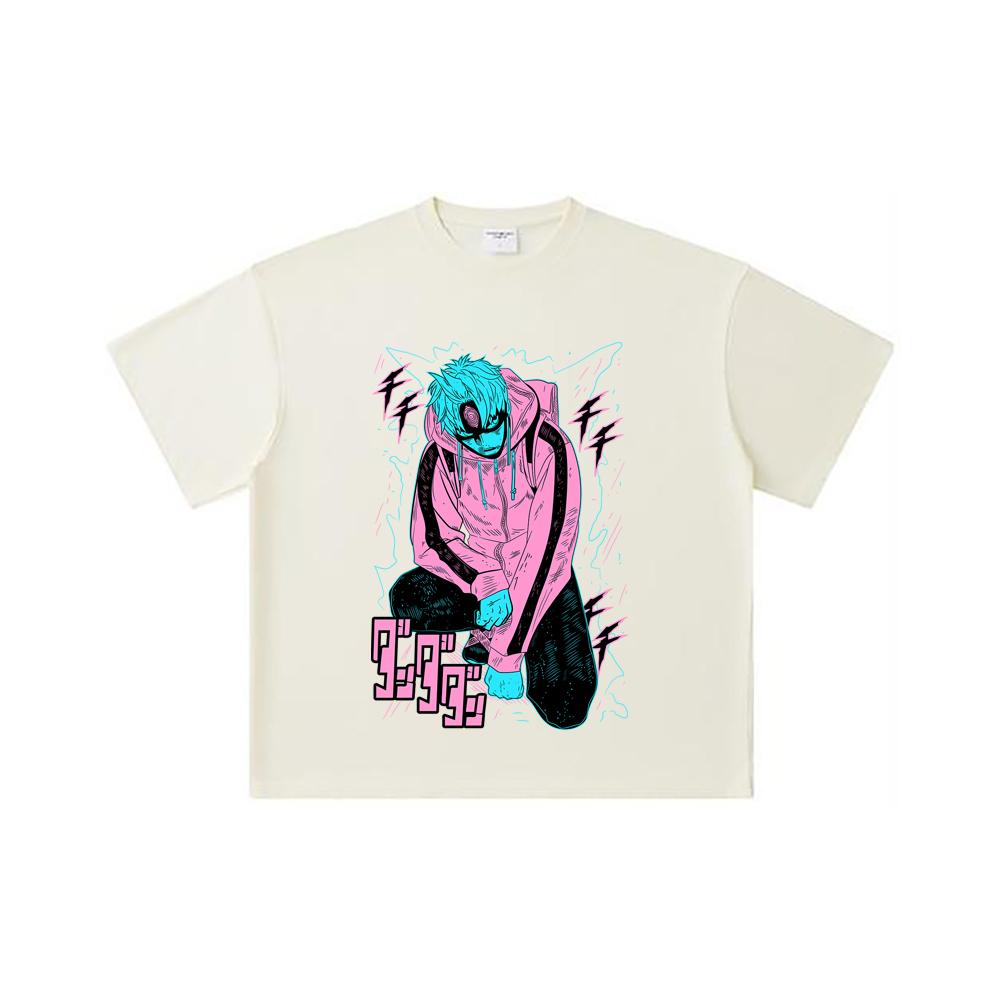 260 GSM Double Yarn 32 Count 100% Cotton Dandadan V17 Jiji White Print Unisex Heavy Cotton T Shirt S