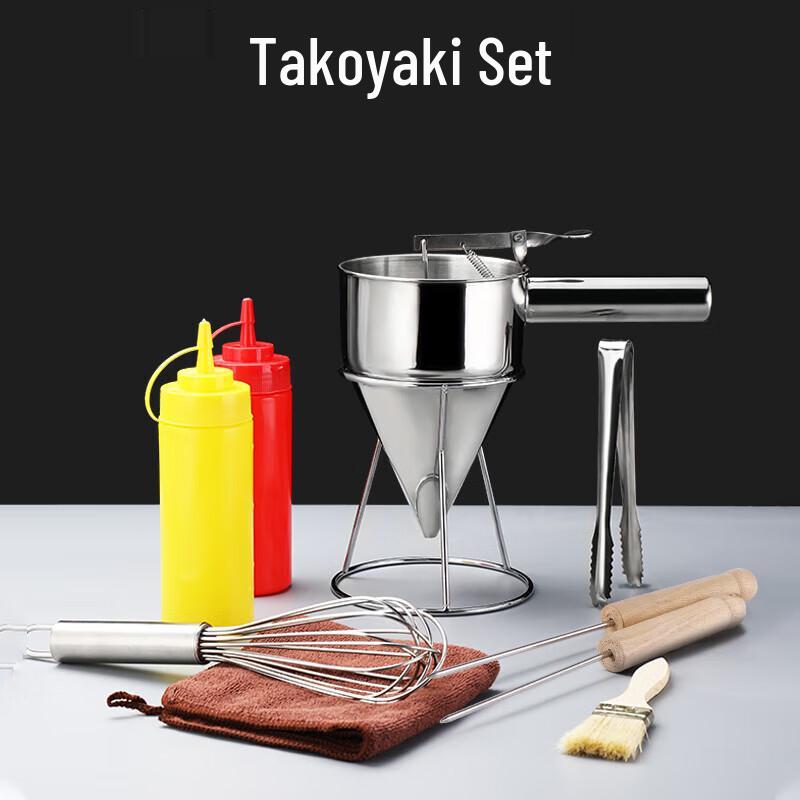 FATTBAO Stainless Steel Conical Batter Funnel with Stand