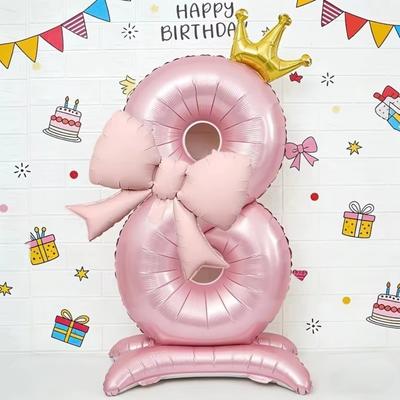 Crown Shape Standing Crown Balloons Standing Design Pink Number Balloons  Birthday Parties