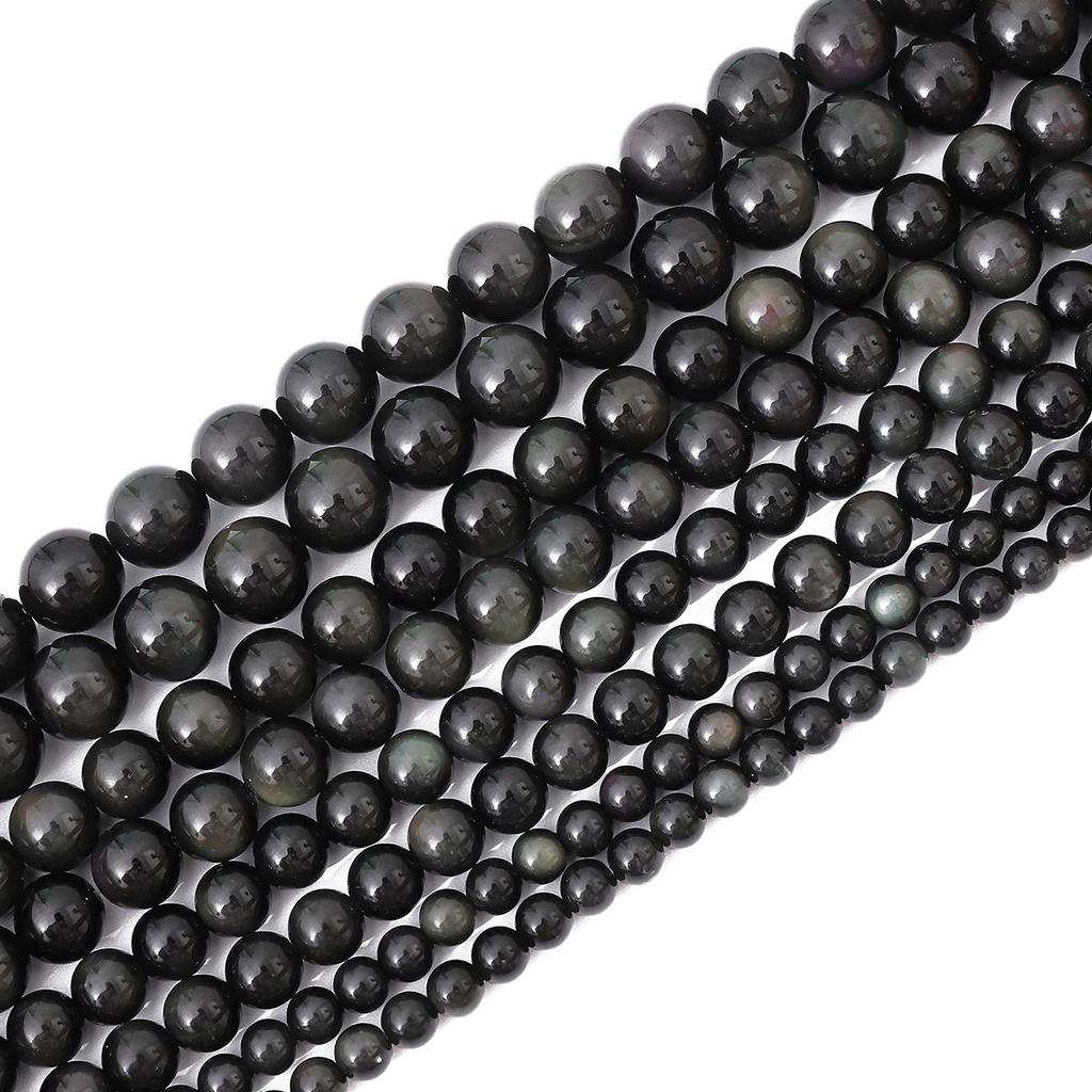 Natural Stone Flash Rainbow Obsidian Round Beads For Jewelry Making DIY Bracelet Necklace